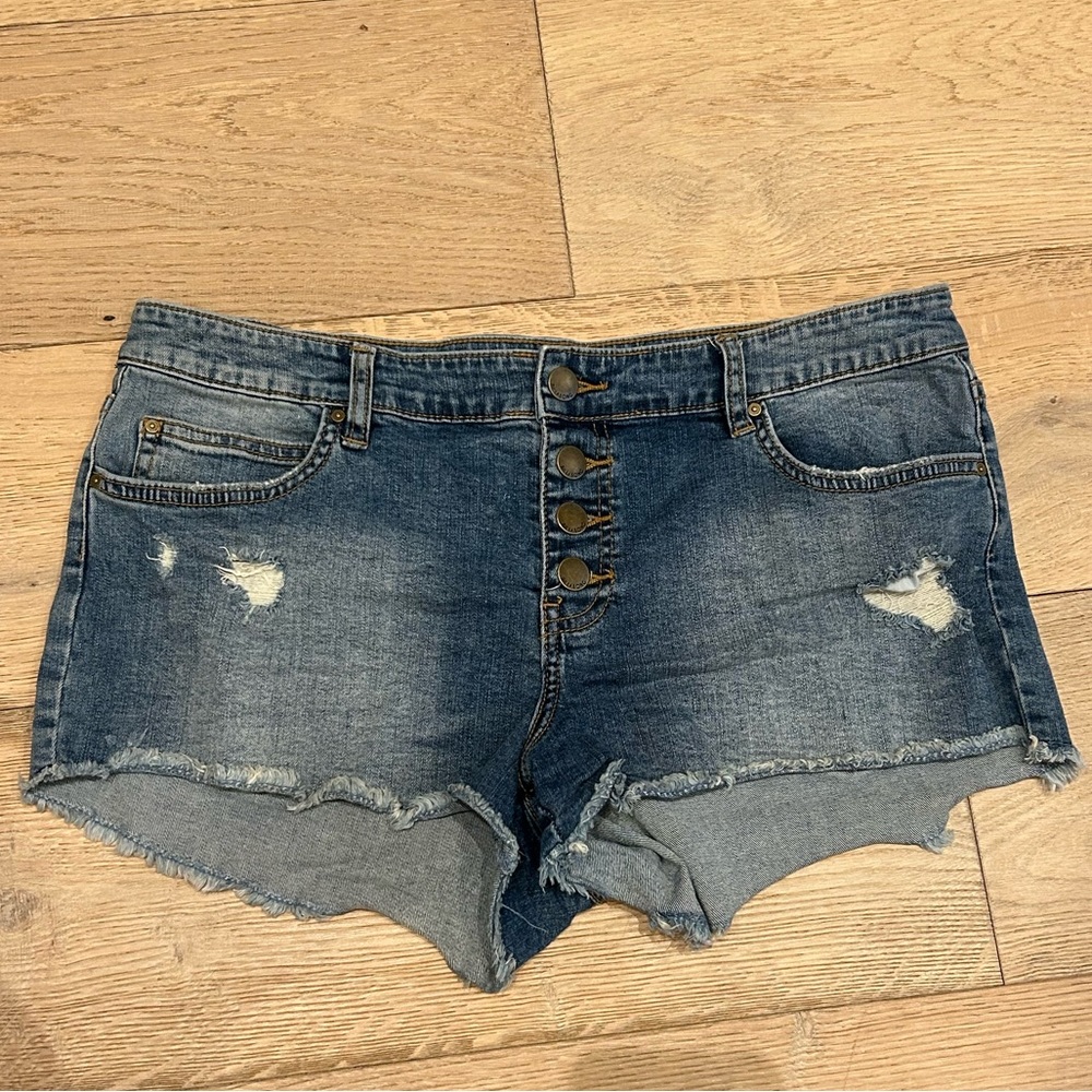 Billabong Fray Hem Stretch Blue Jean Shorts - Size 30